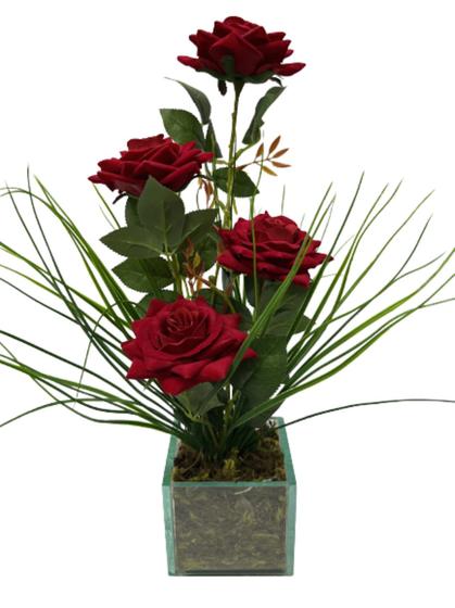 Arranjo Flores Artificiais Rosas Vermelhas Veludo Amor Vaso Vidro - JL FLORES  ARTIFICIAIS - Arranjos de Flores - Magazine Luiza