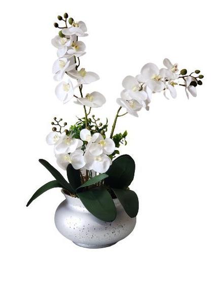 Arranjo Flores Orquídeas Toque Real Artificial e Vaso Prata - La Caza Store  - Flores de Natal - Magazine Luiza