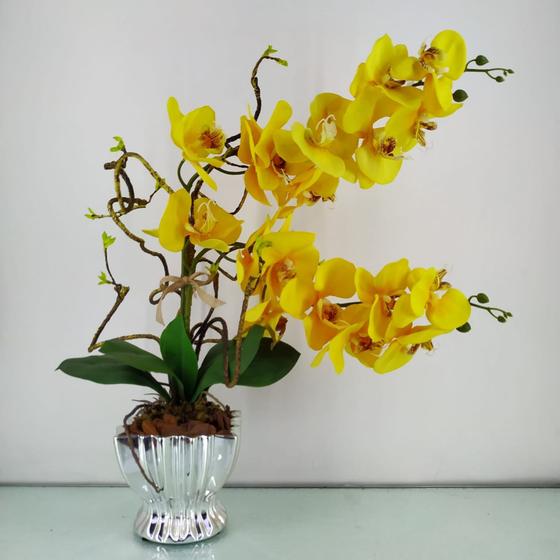 Arranjo Orquídea Artificial Amarela Decoração Mesa Enfeite - Studio 11  Flores - Plantas Artificiais - Magazine Luiza