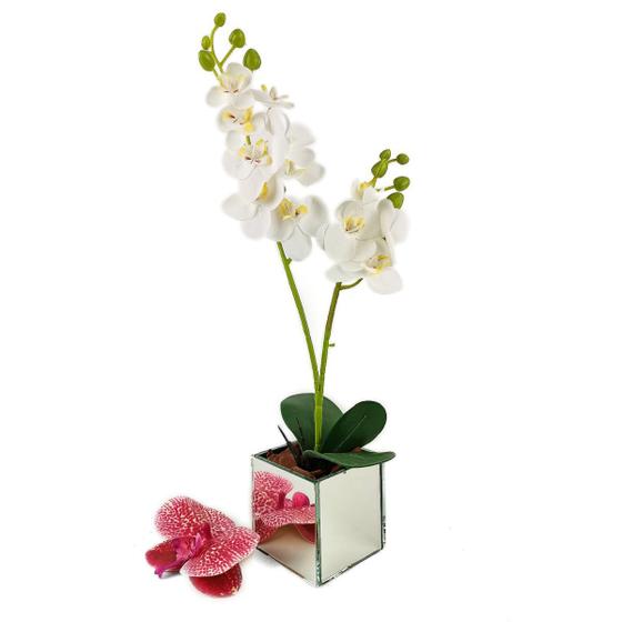 Arranjo Orquídea Artificial Silicone 2 Galhos Vaso Espelhado - LylHome -  Flores de Natal - Magazine Luiza