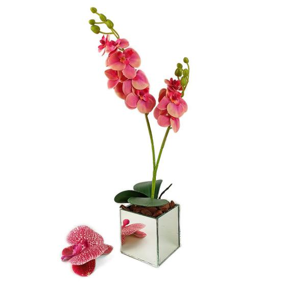 Arranjo Orquídea Artificial Silicone 2 Galhos Vaso Espelhado - LylHome -  Flores de Natal - Magazine Luiza