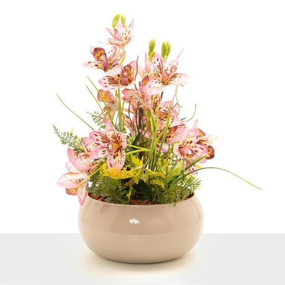 Imagem de Arranjo Orquídea Artificial Silicone Centro De Mesa Decorativo