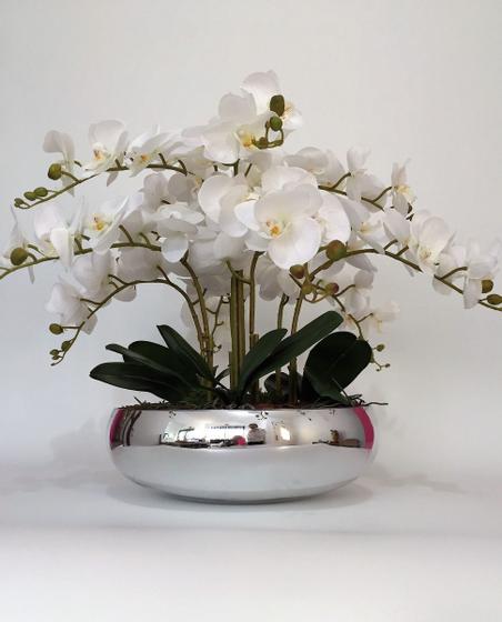 Imagem de Arranjo Orquídeas De Silicone 4 Unidades Para Mesa Com Vaso