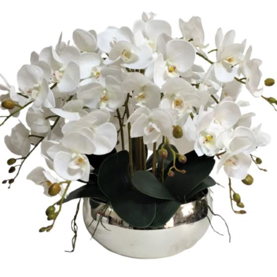 Imagem de Arranjo Orquídeas De Silicone 6 Galhos Para Mesa Com Vaso