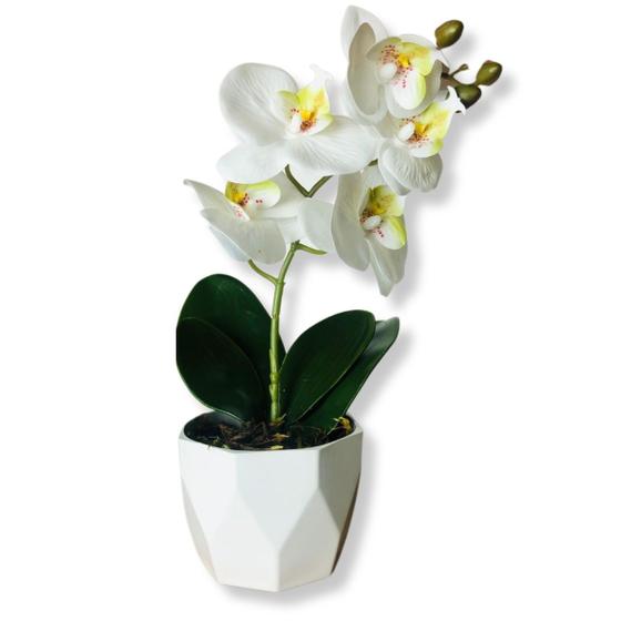 Imagem de Arranjo Vaso De Orquídea Branca Artificial Decoração Mesa