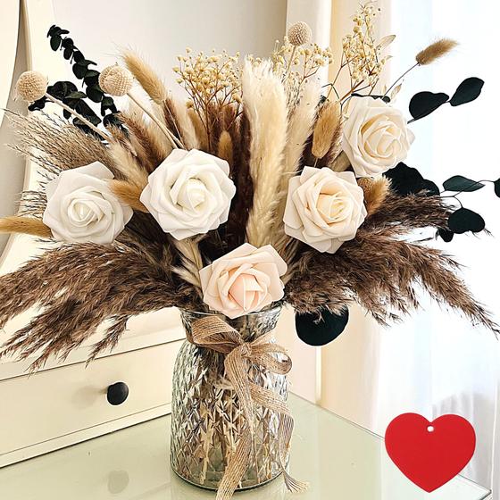 Arranjos de flores artificiais RyddeligHome Pampas Grass 100 unidades