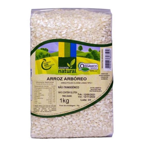 Arroz Arbóreo Polido Orgânico Coopernatural 1Kg Arroz Magazine Luiza