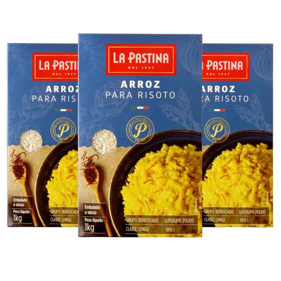 Imagem de Arroz para para risoto La Pastina 1kg produto italiano Pack C/ 3 unidades