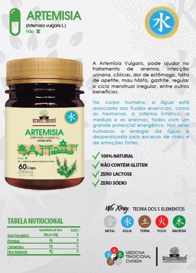 Imagem de ARTEMISIA 60 CAPS FOLHAS E RAIZES anemia infecção urinaria cólicas dor estômago mau hálito gastrite