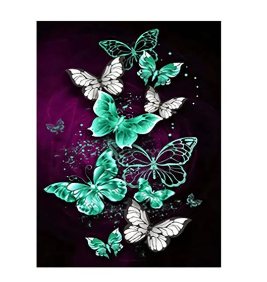 Imagem de Artesanato 5d Pintura Diamante Diy 20x25 - borboletas verdes