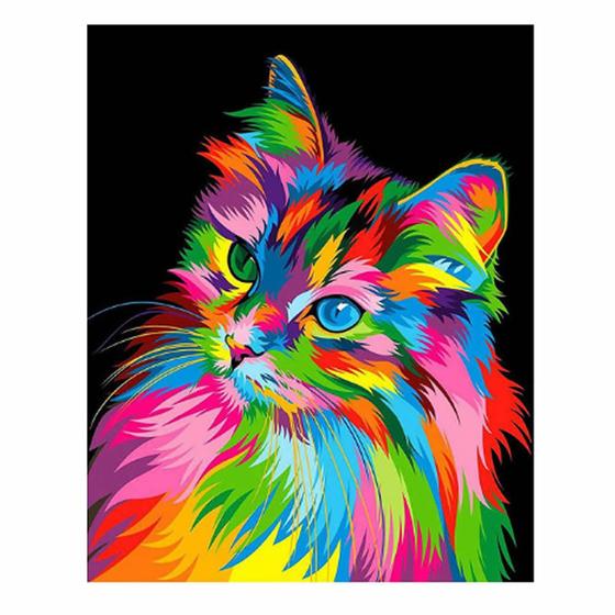 Imagem de Artesanato Pintura Com Diamante Diy 40X30 - GATO COLOR