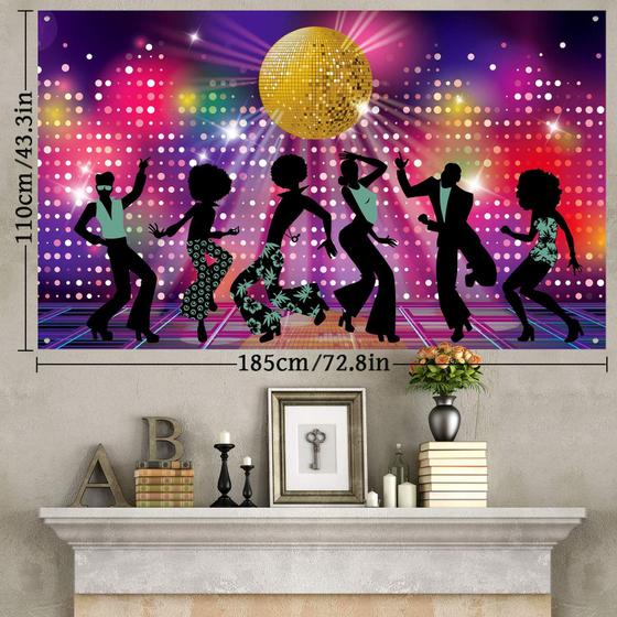 Artigos de festa Backdrop Disco Dance 70s 80s 90s Blulu