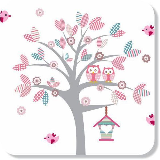 Árvore Corujas Decorativo Patchwork Rosa Adesivo Parede Menor preço em Árvore Corujas Decorativo Patchwork Rosa Adesivo Parede