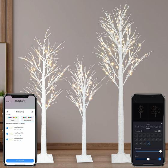 Imagem de Árvore de LED Birch Aoycocr Smart - 18 Modos com Controle de APP (4/5/6 pés)