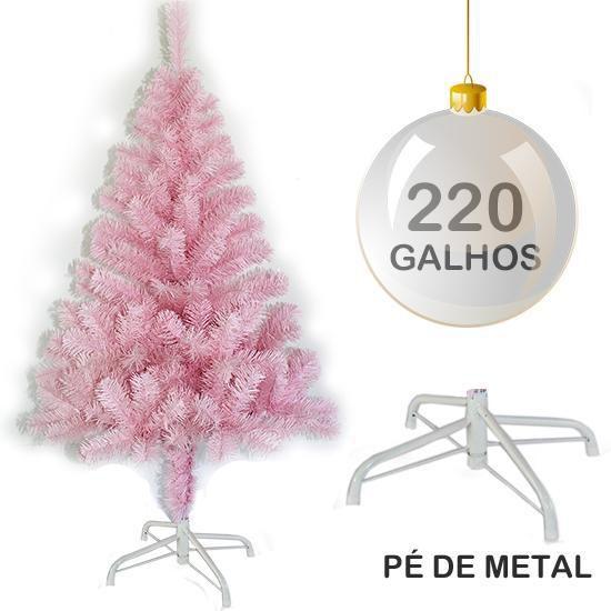 Imagem de Arvore De Natal 120Cm Rosa Com 220 Galhos E Pe De Metal