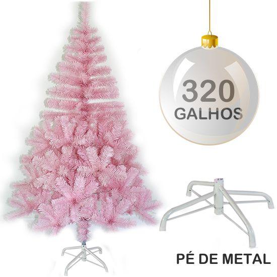 Imagem de Arvore de natal 150cm rosa com 320 galhos e pe de metal