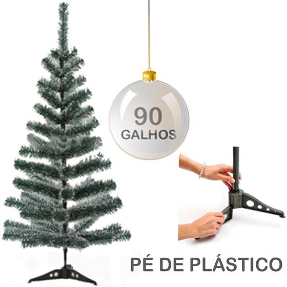 Imagem de Arvore de natal 90cm com neve + 90 galhos e pe de plastico