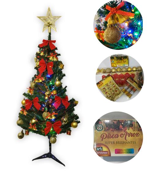 Árvore De Natal 90cm Completa C/ Luzes Pisca Led + Enfeites - Christmas - Árvore  de Natal - Magazine Luiza