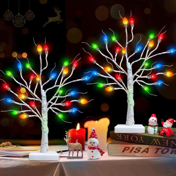 Imagem de Árvore de Natal Artificial TURNMEON 45cm com 48 Luzes - Pacote com 2