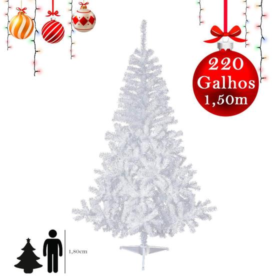 Arvore De Natal Branca 1,50 Metros 220 Galhos Pinheiro Luxo - Klizz - Árvore  de Natal - Magazine Luiza