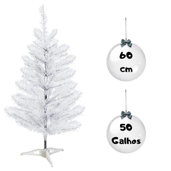 Árvore de Natal Branca 60cm Pequena 50 Galhos Decoração Menor preço em Árvore de Natal Branca 60cm Pequena 50 Galhos Decoração