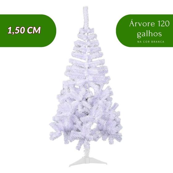 Imagem de Árvore De Natal Branca Artificial Tradicional 1,50 Metros Com 220 Galhos