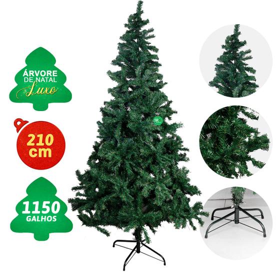 Imagem de Árvore de Natal Cheia Luxo 2,10M  - Estilo Pinheiro Tradicional 1150 Galhos 210cm