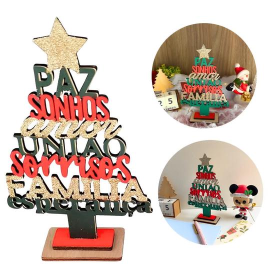 Imagem de Árvore de Natal de Mesa Mdf Natal 17cm Decoração Casa Natal