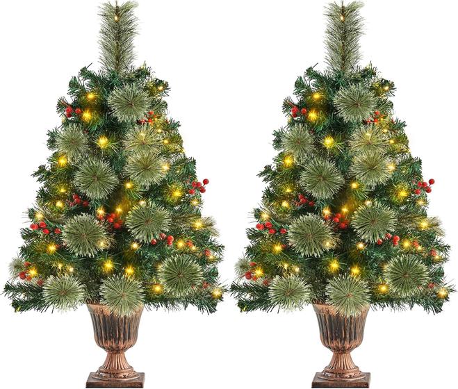 Imagem de Árvore de Natal de Mesa Yaheetech 91cm (Pacote com 2) - Luzes LED