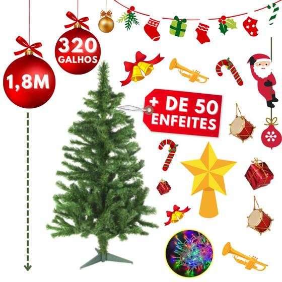 Árvore De Natal Decorada Com Enfeites 180cm Pisca Pisca Tradicional - RMI - Árvore  de Natal - Magazine Luiza