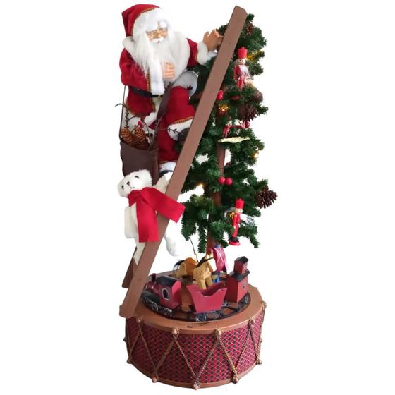 Imagem de Árvore de Natal Decorada Com Papai Noel Luz 127V 1,13m Saldão