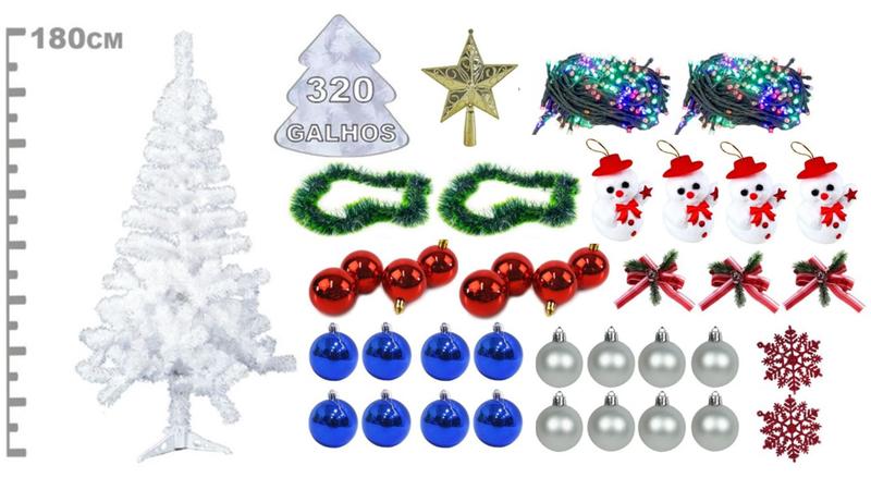 Árvore de Natal Decorada Completa com Enfeites Pisca Pisca Branca 1,80 MT com 320 Galhos - RIO MASTER - Árvore de Natal - Magazine Luiza Árvore de Natal Decorada Completa com Enfeites Pisca Pisca Branca 1,80 MT com 320 Galhos - RIO MASTER - Árvore de Natal - Magazine Luiza