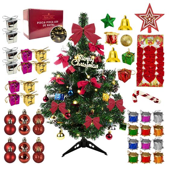 Imagem de Arvore de Natal Decorada Decoração Pisca Pisca e Acessórios 110V