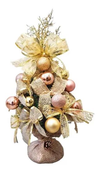 Árvore De Natal Decorada Rosa C/ Dourado Vai Montada 45cm Menor preço em Árvore De Natal Decorada Rosa C/ Dourado Vai Montada 45cm