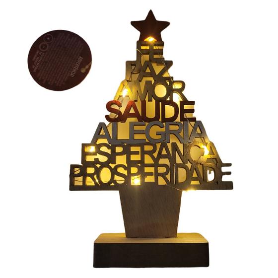 Imagem de Árvore De Natal Dos Desejos Decoração Art Christmas Em Madeira Com Leds 18 Cm