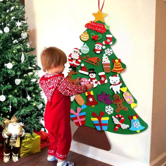 Imagem de Arvore de Natal em Feltro Infantil 100cm com Apliques em EVA