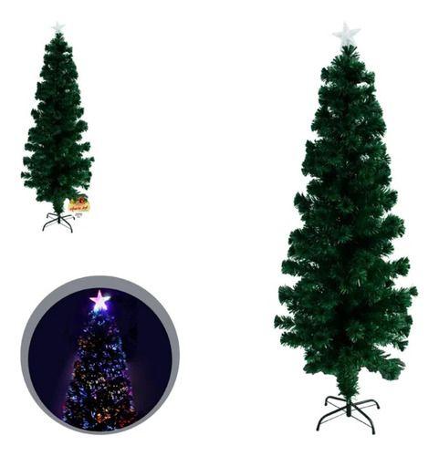 Imagem de Árvore De Natal Fibra Ótica Led Colorido Com Estrela 1,80m