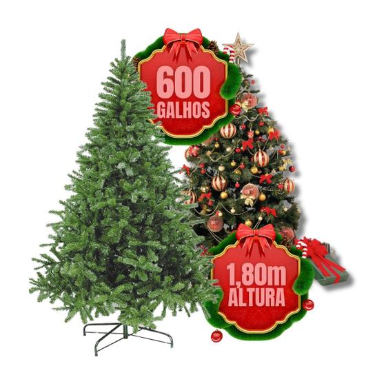 Imagem de Arvore De Natal Grande 1,8M 600 Galhos Pinheiro Luxo+Brindes