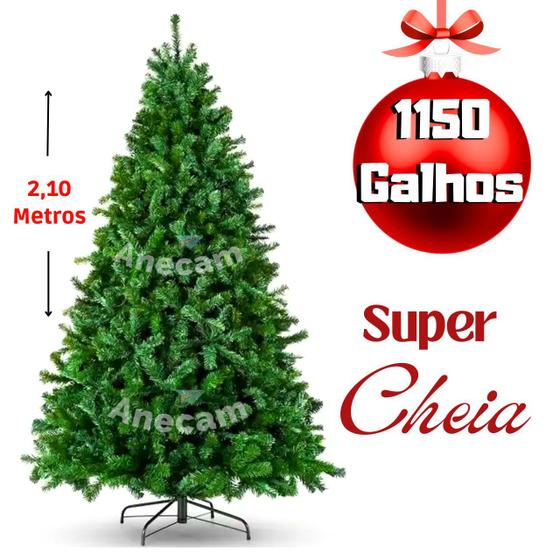 Arvore De Natal Grande 2,10 Metros 1150 Galhos Super Cheia Base De Ferro Menor preço em Arvore De Natal Grande 2,10 Metros 1150 Galhos Super Cheia Base De Ferro