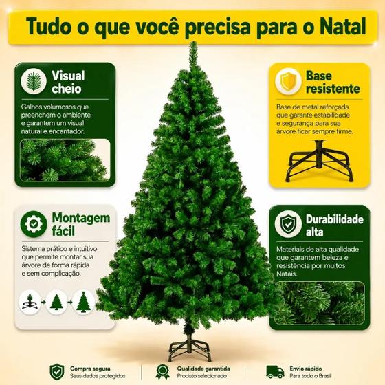 Árvore De Natal Grande Pinheiro Luxo 1,80 Altura 750 Galhos - Rio De Ouro