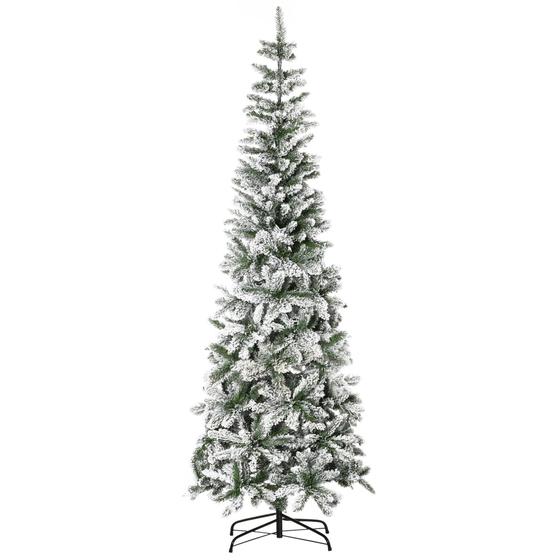 Árvore de Natal HOMCOM Slim - Pinheiro com Neve Artificial - 7,5 Pés Imagem de Árvore de Natal HOMCOM Slim - Pinheiro com Neve Artificial - 7,5 Pés