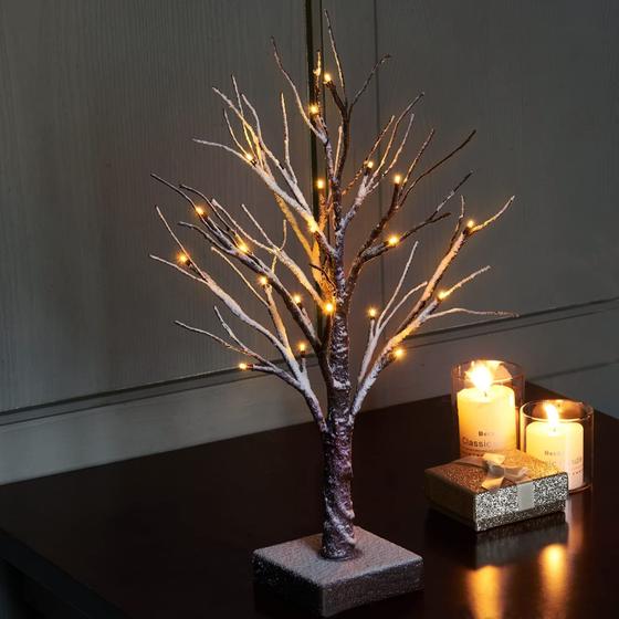 Imagem de Árvore de Natal Iluminada com Neve Artificial - 45cm, 24 LEDs e Temporizador