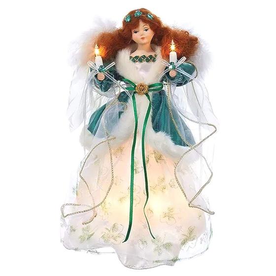 Imagem de Árvore de Natal Kurt Adler com Anjo Irlandês - 12" com 10 Luzes