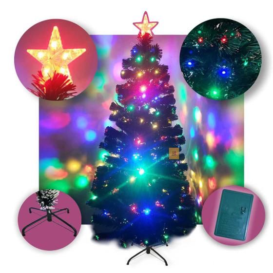 Imagem de Árvore de Natal LED Fibra Ótica Colorida 150Cm Luzes Bivolt