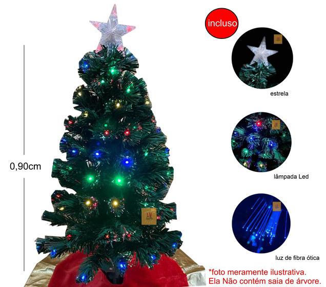 Árvore de Natal LED Fibra Ótica Colorida 90Cm Luzes Multifun - MultiA - Árvore  de Natal - Magazine Luiza