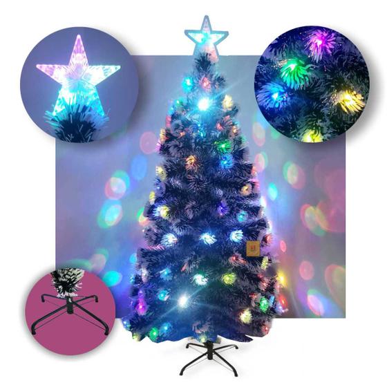 Imagem de Árvore de Natal LED Fibra Ótica Nevada 150Cm Luzes Colorida