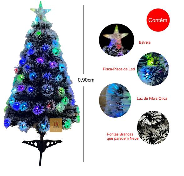 Árvore de Natal LED Fibra Ótica Nevada 90Cm Luzes Colorida - MultiA - Árvore  de Natal - Magazine Luiza