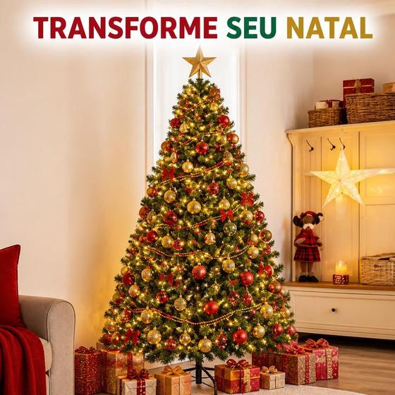 Arvore de Natal Luxo Pinheiro Grande Verde Cheia 1000 Galhos Montagem Fácil 2,1m - Importado