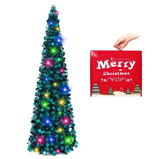 Imagem de Árvore de Natal MACTING 1,5 m com luzes Tinsel Coastal Blue