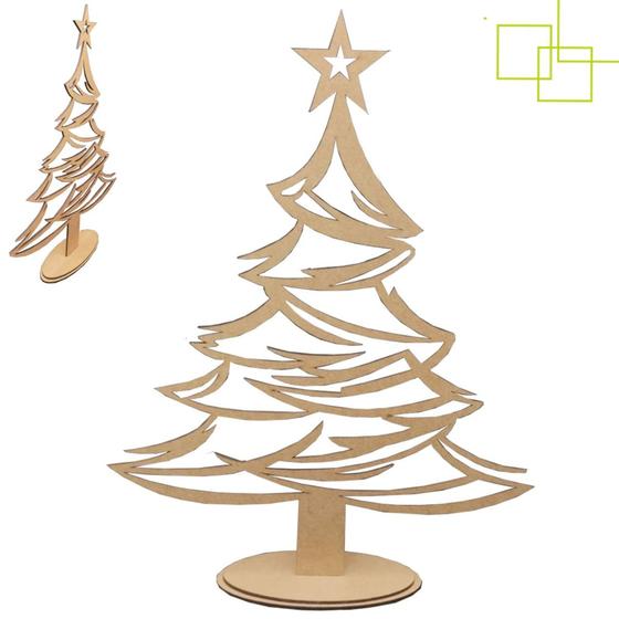 Imagem de Árvore de Natal Mdf Cru 40x30cm com Base Decoração Natalina